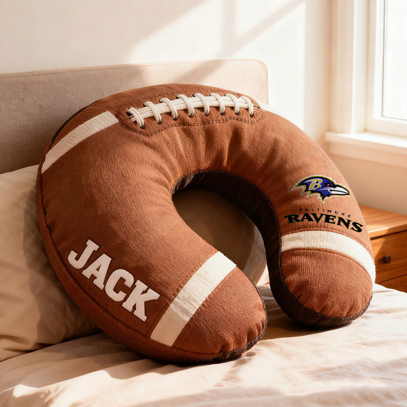 American Football Brown Special Neck Pillow Personalized Name Gift 03