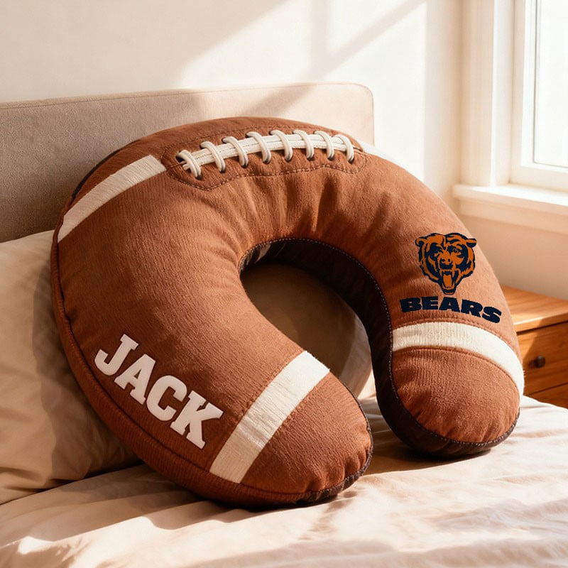 American Football Brown Special Neck Pillow Personalized Name Gift 06