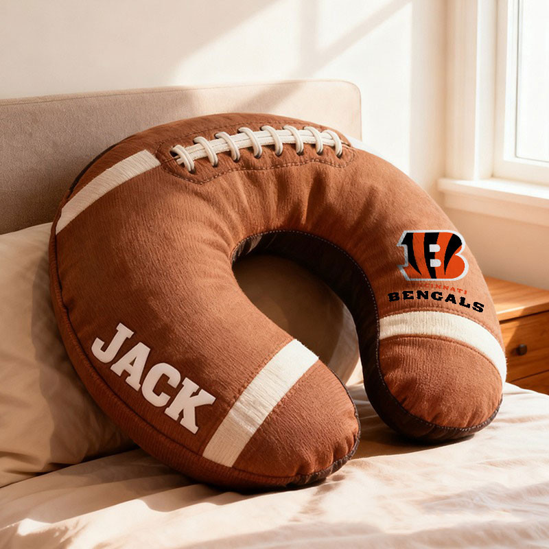 American Football Brown Special Neck Pillow Personalized Name Gift 08