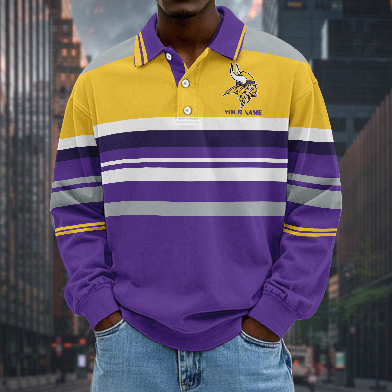  New Men Long Sleeves Polo Shirt Personalized Name Gift 08