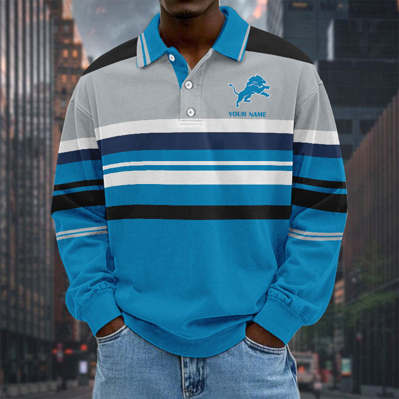  New Men Long Sleeves Polo Shirt Personalized Name Gift 12