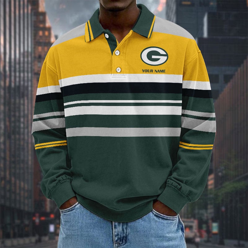  New Men Long Sleeves Polo Shirt Personalized Name Gift 13