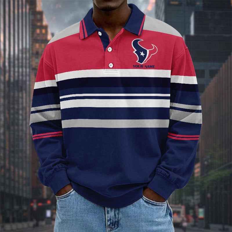  New Men Long Sleeves Polo Shirt Personalized Name Gift 14