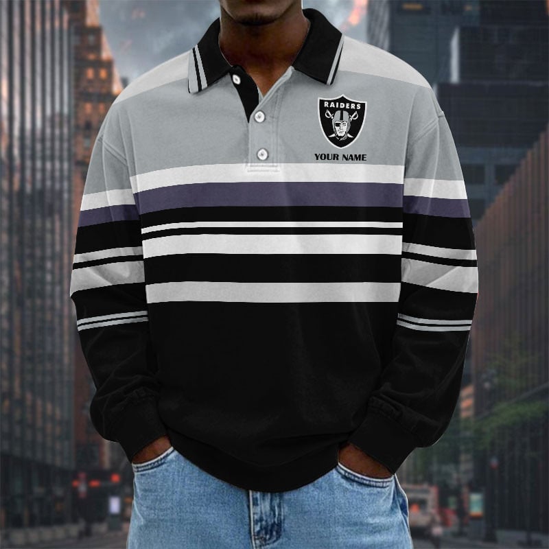  New Men Long Sleeves Polo Shirt Personalized Name Gift 18