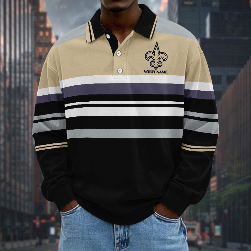  New Men Long Sleeves Polo Shirt Personalized Name Gift 24