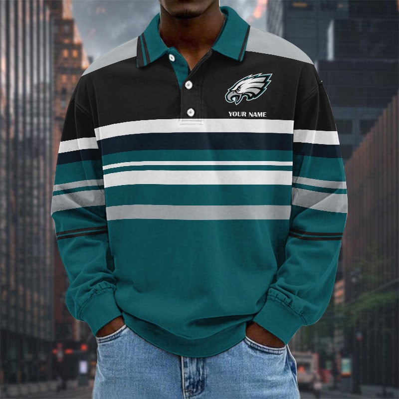  New Men Long Sleeves Polo Shirt Personalized Name Gift 27