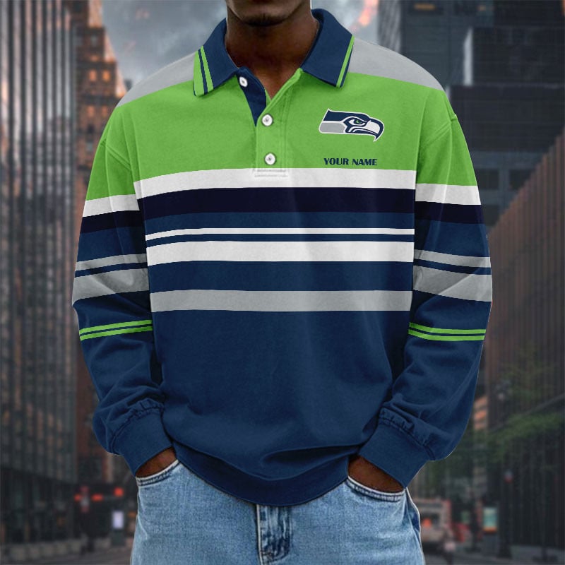  New Men Long Sleeves Polo Shirt Personalized Name Gift 29